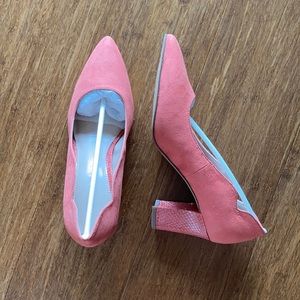 New coral suede helped pumps